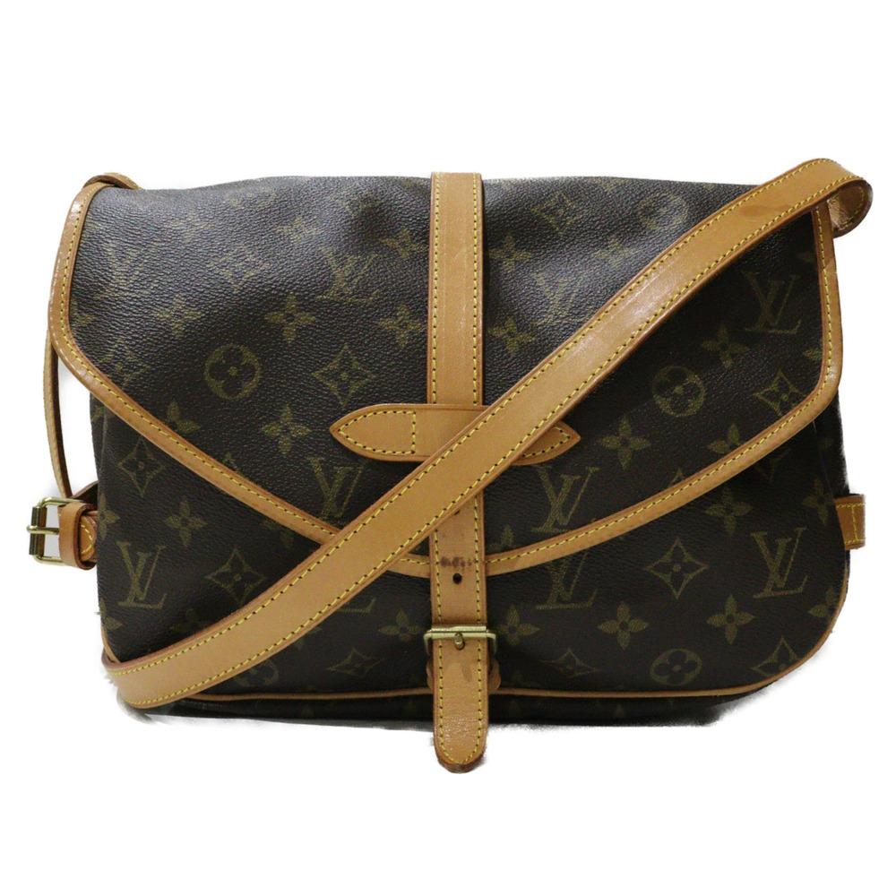 LOUIS VUITTON Saumur Shoulder Bag Monogram Brown Pad